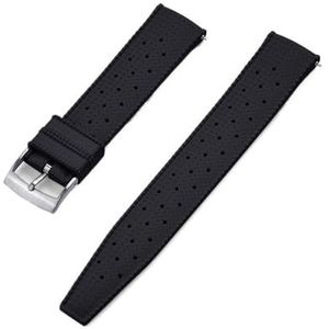 18mm 20mm 22mm Quick Release FPM/FKM Horlogeband Heren geschikt for Seiko Duikhorloge (Color : Black Silver, Size : 22mm)