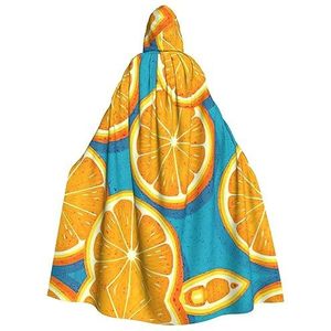 EdWal Verse oranje fruitprint cape mantel met capuchon, volwassenen heks cape capuchon mantel, carnaval mantel kostuums cosplay