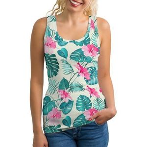 Tropische bloemen dames tanktop mouwloos T-shirt pullover vest atletische basic shirts zomer bedrukt