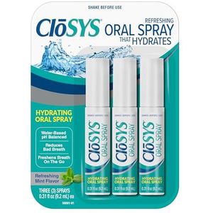 CloSYS Oral Breath Spray, 10 g (3 count), mint, suikervrij, pH-gebalanceerd, Bad Breath