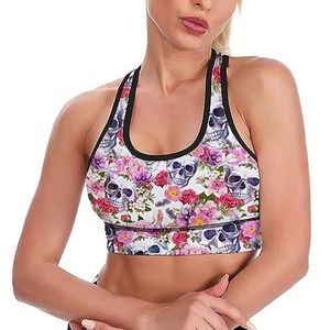Schedels Rose Ademend Sport BH's voor Vrouwen Draadloze Workout Yoga Vest Ondergoed Racerback Crop Tank Top S