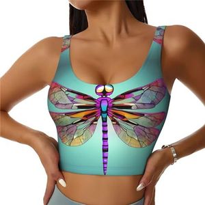 Leuke Dragonfly Patroon Print Comfortabele Vrouwen Sport Vest Yoga Workout Vest Voor Vrouwen Lichtgewicht Zomer, Zwart, S