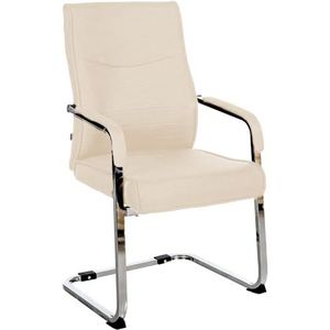 CLP Hobart Cantileverstoel, bezoekersstoel, stoffen of kunstleer, chromen frame en gevoerde armleuningen, ergonomische schommelstoel, kleur: crème, materiaal: stof