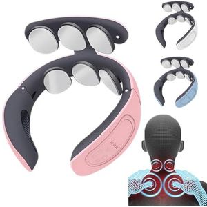 Nekmassageapparaat met warmte Draagbare elektrische schoudermassageapparaat met hoogfrequent massagekussen for diepe cervicale massage thuis for spierontspanning Relaxer Dames (Color : Pink)