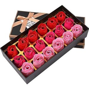 Itian 18 stuks roos zeep bloem romantische badkamer douche geschenken decoratie bloemblaadjes van trouwzeep in geschenkdoos (roze)