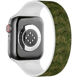 Solo Loop band compatibel met alle series Apple Watch 42/44/45/49mm (kinderen camouflage dinosaurussen) rekbare siliconen band band accessoire, Siliconen, Geen edelsteen