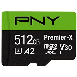 PNY 512 GB Premier-X Klasse 10 U3 V30 microSDXC Flash-geheugenkaart