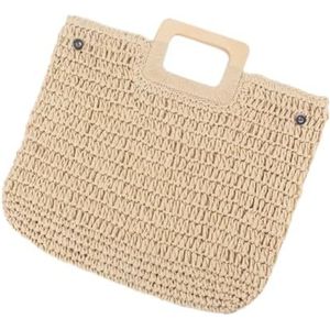 AMEEDA Stro Strandtas Handtas Vintage Stro Tas Voor Vrouwen Zomer Grote Capaciteit Strand Handtas Rotan Handgemaakte Gekande Reistassen, Beige, Eén maat