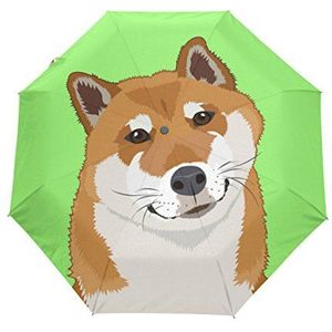 My Daily Shiba Inu Dog Travel Auto Open/Close Paraplu met Anti-UV Winddicht Lichtgewicht, multi, One Size