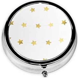 Sterren (4) Bedrukte Pil Organizer Pil Doos Pil Case Draagbaar voor Portemonnee Pocket Ronde Metalen Pil Houder Organizer voor Dagelijkse Geneeskunde