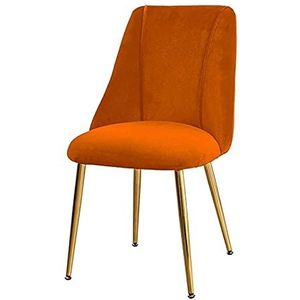 GEIRONV Flanel Stof Dineren Stoelen, Goud Metalen Benen Bureaustoel Woonkamer Slaapkamer Apartment Lounge Chair 50 × 56 × 85 cm Eetstoelen (Color : Orange)