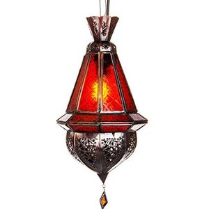 Oosterse lamp hanglamp rood Moulay 45cm E14 fitting | Marokkaans design hanglamp lamp uit Marokko | Oosterse lampen voor woonkamer keuken of hangend boven de eettafel