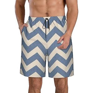 JIAWUJYNB Blauw-beige gestreepte strandshorts voor heren, lichtgewicht, sneldrogend, zwembroek met trekkoord en zakken, Wit, M