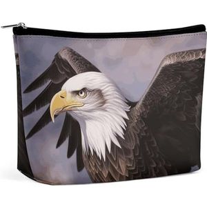 HEBVNJF Reizen Make-up Bag Draagbare Kosmetische Zak Zwarte Duitse Herder Make-up Opbergtas voor Vrouwen/meisje, Kale Adelaar, Eén maat