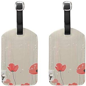 Bagage Labels,Mooie paardebloemen Rode bloemen Bagage Bag Tags Travel Tags Koffer Accessoires 2 Stuks Set