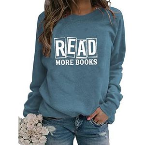 Read More Books Sweatshirt Women Reading Shirts Book Lovers Shirt Casual Long Sleeve Pullover Gift For Book Reader