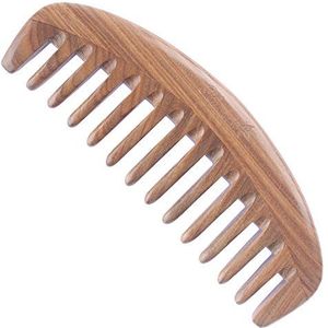 Breezelike Haarkam voor krullend haar, brede tanden, ontwarrende sandelhoutkam - geen statische natuurlijke aroma-houtkam voor vrouwen en mannen