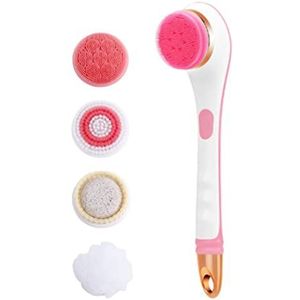 Electric Body Brush Shower Massage Exfoliating Scrubber Soft Silicone USB Rechargeable 2 Speed Spin Cleaning Brush Pink