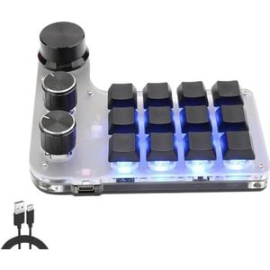 QPSJXN Gepersonaliseerd RGB-bluetooth-macro-programmeertoetsenbord voor warm mechanisch gaming-toetsenbord (12-3 BT RGB zwart)