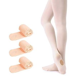 Soudittur Balletpanty voor kinderen, convertible danspanty met hielgat 90D, voor meisjes en dames, roze, wit, zwart, 3 paar ballet roze, L