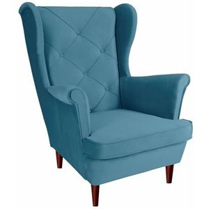 SEELLOO Fauteuil voor woonkamer, fluweel, kleurrijk, loungestoel, televisiestoel, relaxstoel, woonkamerstoel, bankstoel, lichtblauw, 95 x 81 x 102 cm