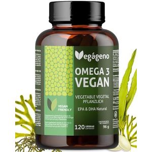 OMEGA 3 VEGAN – Algenolie 2000 mg | 600 mg DHA + 300 mg EPA per dag | 100% Plantaardig & Natuurlijk | Glutenvrij | Niet-GMO | Vegan Capsules zonder dierlijke gelatine