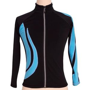 Kunstschaatsjassen Voor Meisjes Schaatstopjes Dunne Fleece/dikke Fleece Warme Trainingskleding(Size:3XL,Color:Blauw -Dik)