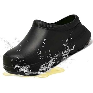 Kookschoenen voor mannen en vrouwen, antislip, oliebestendige keukenschoenen, waterdichte werkklompen voor de horeca in restaurant- en cateringsector – comfortabele veiligheidsschoenen, zwart, 44/45