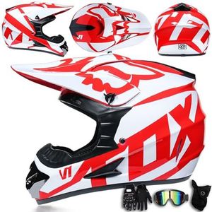 Jeugd Mannen Vrouwen Full Face Motocross Helm Downhill Mountain Bike Motorfiets Cross Helmen, DOT Certificering, met Bril Handschoenen Gezichtsscherm,Color I-L(56~57cm)