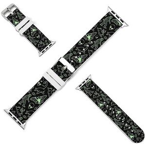 Groene lijnen cryptid patroon siliconen horlogebanden zachte horlogebandjes sport horloge polsbandjes horlogeband voor mannen vrouwen 38 mm/40 mm