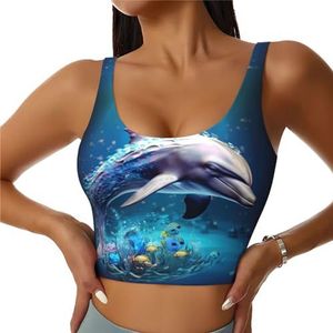 Unieke 3D Dier Dolfijn Print Casual Wear Vrouwen Sport Vest Yoga Vest Workout Vest Voor Vrouwen Lichtgewicht Trendy, Zwart, S