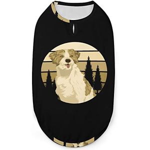 Retro Border Shepherd Huisdieren Shirt Vest Leuke Hond Tank Top Zachte Mouwloze T-Shirt voor Puppy Kitty Katten M