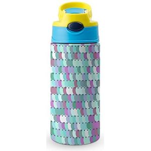 Pailletten Zeemeermin Sparkle Glitter 12 oz waterfles met rietje koffie beker water beker roestvrij staal reismok voor vrouwen mannen blauwe stijl