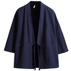 Seidarise kimonovest voor heren, Noragi, Yukata, Haori, grote maten, Marine, XXL