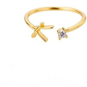AZ Initial Rings voor vrouwen Open verstelbare roestvrijstalen trouwring Trend gouden kleur paar sieraden accessoires -7-K-rose gouden kleur