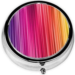 Regenboog Kleur Streep Print Pil Doos 3 Compartiment Kleine Pil Case met Spiegel Pil Organizer voor Outdoor Reizen Pocket Purse