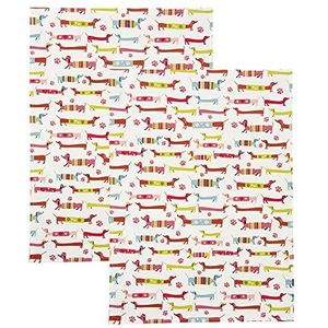 SPOTTED DOG GIFT COMPANY Theedoeken Set van 2, Absorberend Katoen Theedoek VaatDoeken met Teckel Ontwerp, Keuken Cadeaus voor Teckelliefhebbers, 70cm x 50cm