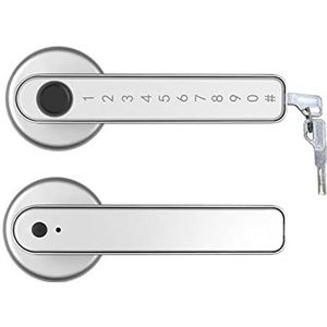 Smart Lock, Tuya Smartlife APP Bluetooth-compatibele afstandsbediening Smart vingerafdruk biometrieslot for houten metalen binnendeur,voor Slaapkamer Hotel Kantoor Appartement(Silver with gateway)