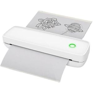 Thermisch Printer Mini Draagbare Printer A4-papier Thermische Printer Inktloze Bluetooth Tattoo-stencilprinter Tattoo-overdracht Per Telefoon Computerprint Duidelijk Snel(10s Tattoo Paper)