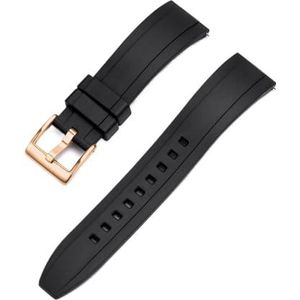 Jeniko Quick Release Fluororubber Horlogeband 20mm 22mm 24mm Waterdicht Stofdicht FKM Horlogebanden For Heren Duikhorloges (Color : Black gold, Size : 20mm)