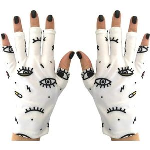 ManiGlovz Gel Nail Manicure Anti-UV en Sunblock Protection Shield Handschoenen te gebruiken met UV en LED Dry Lamps (Eye Scream Print)