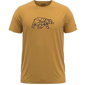 FORSBERG Finnson T-shirt met stijlvol beer-borstlogo, ronde hals, voor heren, in vier verschillende kleurencombinaties, geel/zwart, XL