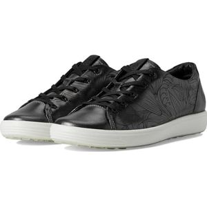 ECCO Women's Soft 7 Sneaker, Silver Metallic Floral, 6-6.5