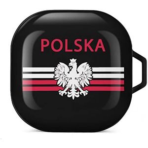 Poolse vlag - Polska Eagle oordopjes hoesje compatibel met Samsung hard shell beschermhoes zwart-stijl
