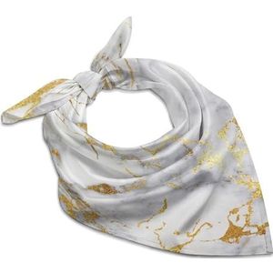 Goud Marmer Vierkante Bandana Mode Satijn Wrap Neck Sjaals Comfortabele Hoofd Sjaal voor Vrouwen Haar 18""x18