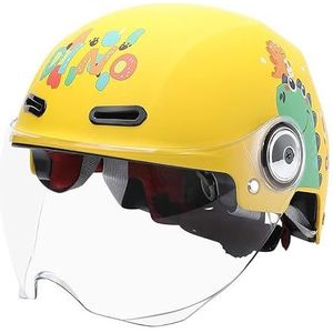 Motorhelm, 3/4 Kindermotorhelm met zonneklep, straatverlichting, bromfiets en ATV-helm for jongens meisjes (5-15 jaar), leeftijd A, 46-55 cm(D)