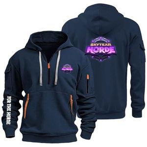 AHYAOFA H.or.d.e Herentrui met capuchon, casual, lange mouwen, met capuchon en 1/4-ritssluiting, buitenpullover, Marine-2, 38-40 Alto