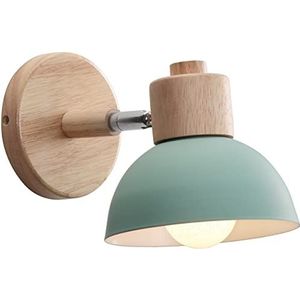 iDEGU Vintage industriële wandlamp, 15 cm, verstelbare wandlamp van hout, metaal, retro, E27, binnenwandlamp voor slaapkamer, woonkamer, hal, restaurant (1 stuk, groen)