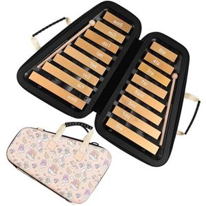 16 noten klokkenspel Mooi en duurzaam aluminium plaat xylofoon percussie-instrument met doos (Size : Aprico pink color)