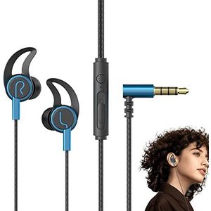 LINGJIONG Oordopjes met microfoon voor pc, bekabelde in-ear game-oordopjes met afneembare dubbele microfoon, 3,5 mm hoofdtelefoon met ruisonderdrukking voor mobiele telefoonspellen